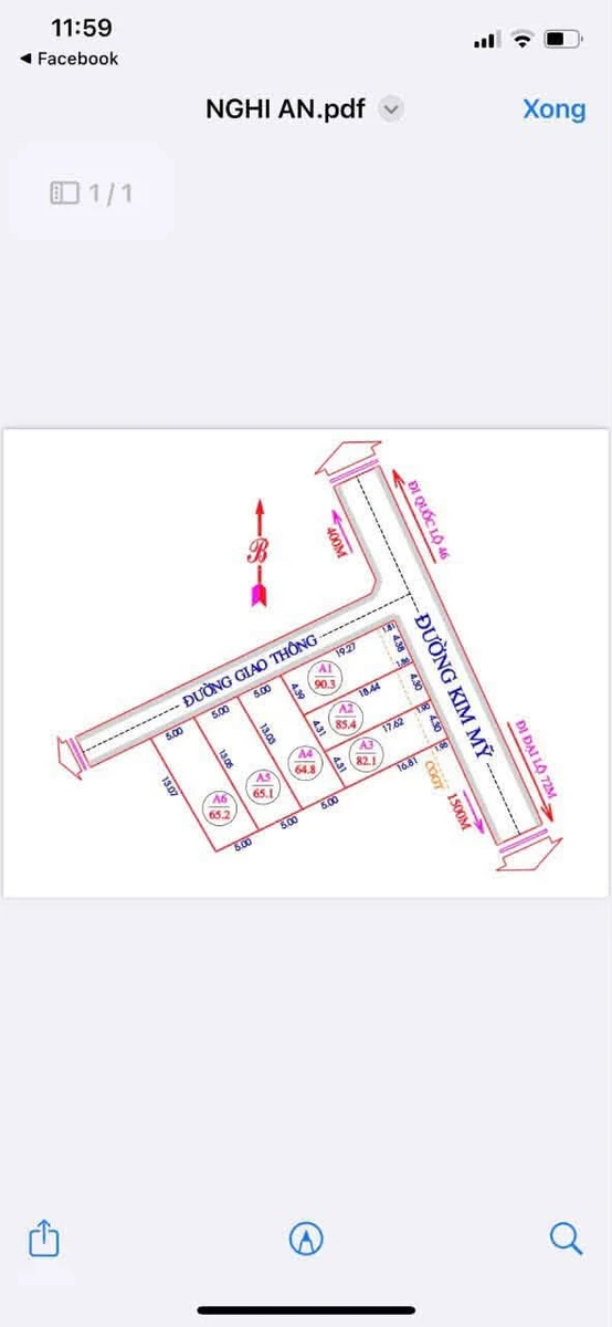 Bán đất Kim Mỹ Nghệ An 65,1m² giá 1 tỷ 8 - Ảnh thu nhỏ 2
