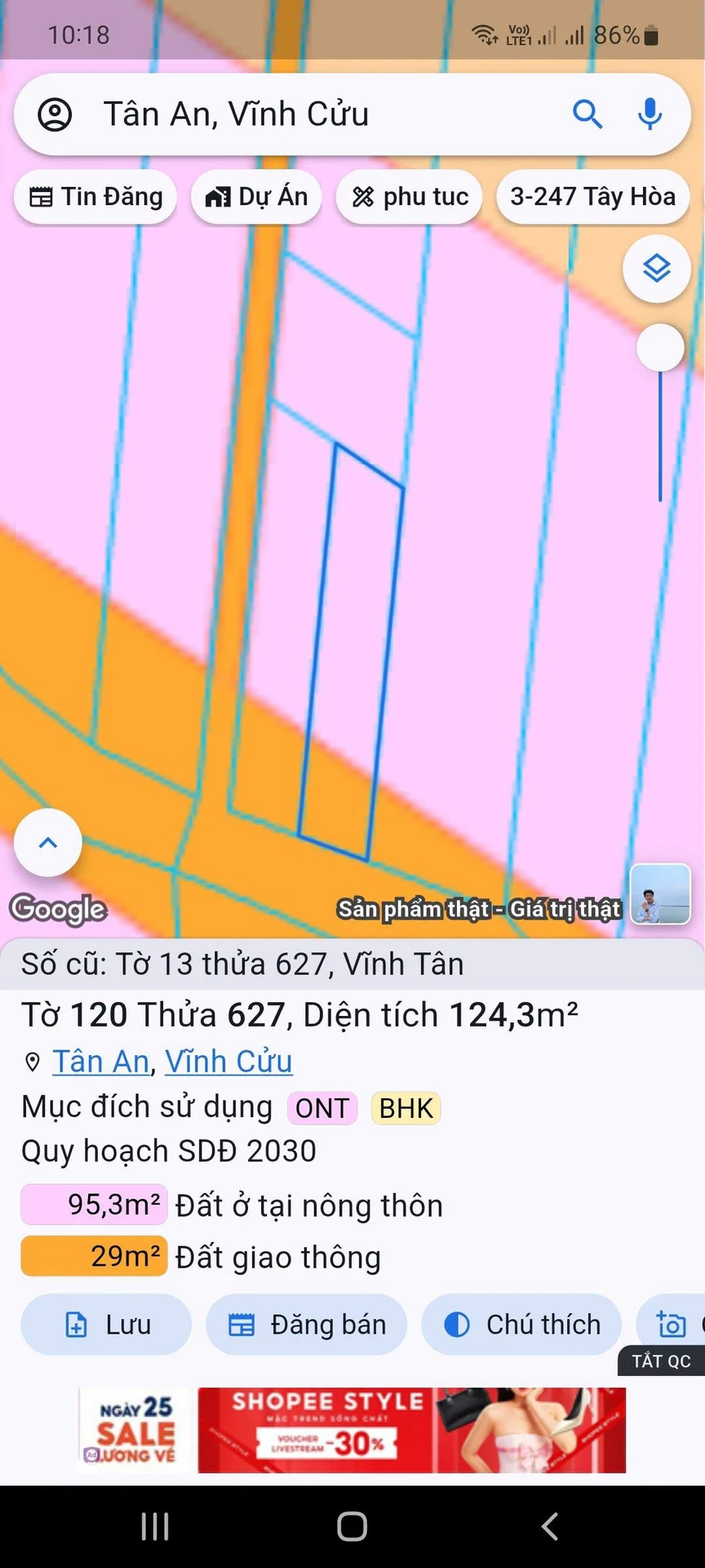 Bán đất sổ riêng Vĩnh Cửu Bình Dương 127m², 800 triệu - Ảnh 1