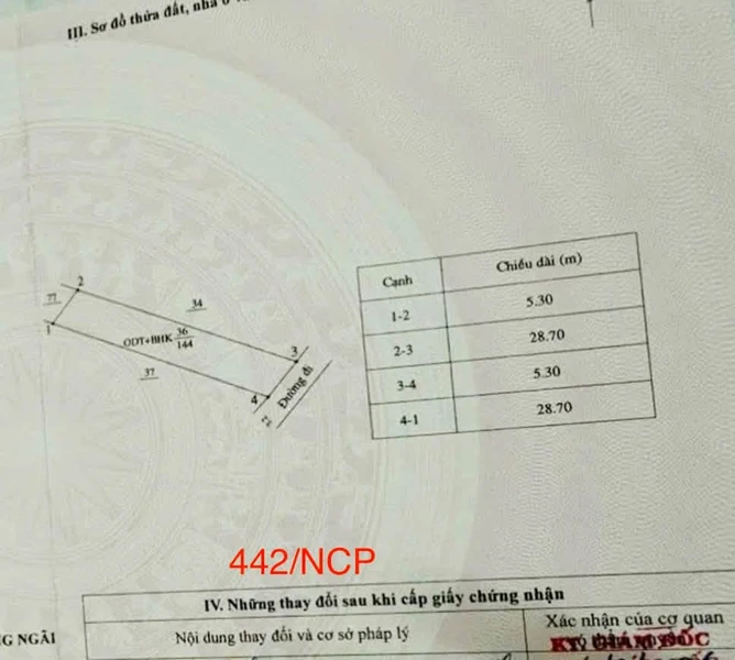Bán lô đất mặt tiền đầu hẻm 442 Nguyễn Công Phương, Quảng Ngãi, 5x29m