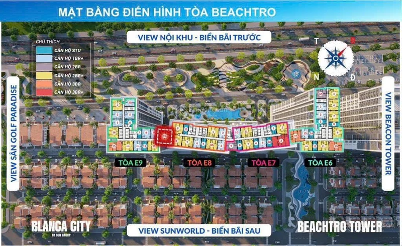 Căn 3PN Beachtro Tower view kép trực diện biển & pháo hoa 103m2 - Giá chỉ 4,399 tỷ