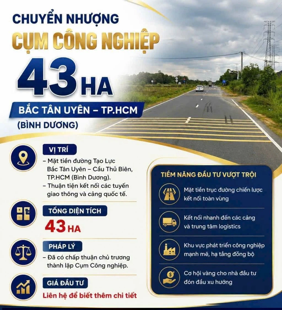 Chuyển nhượng cụm công nghiệp 43ha Bắc Tân Uyên - Ảnh 1