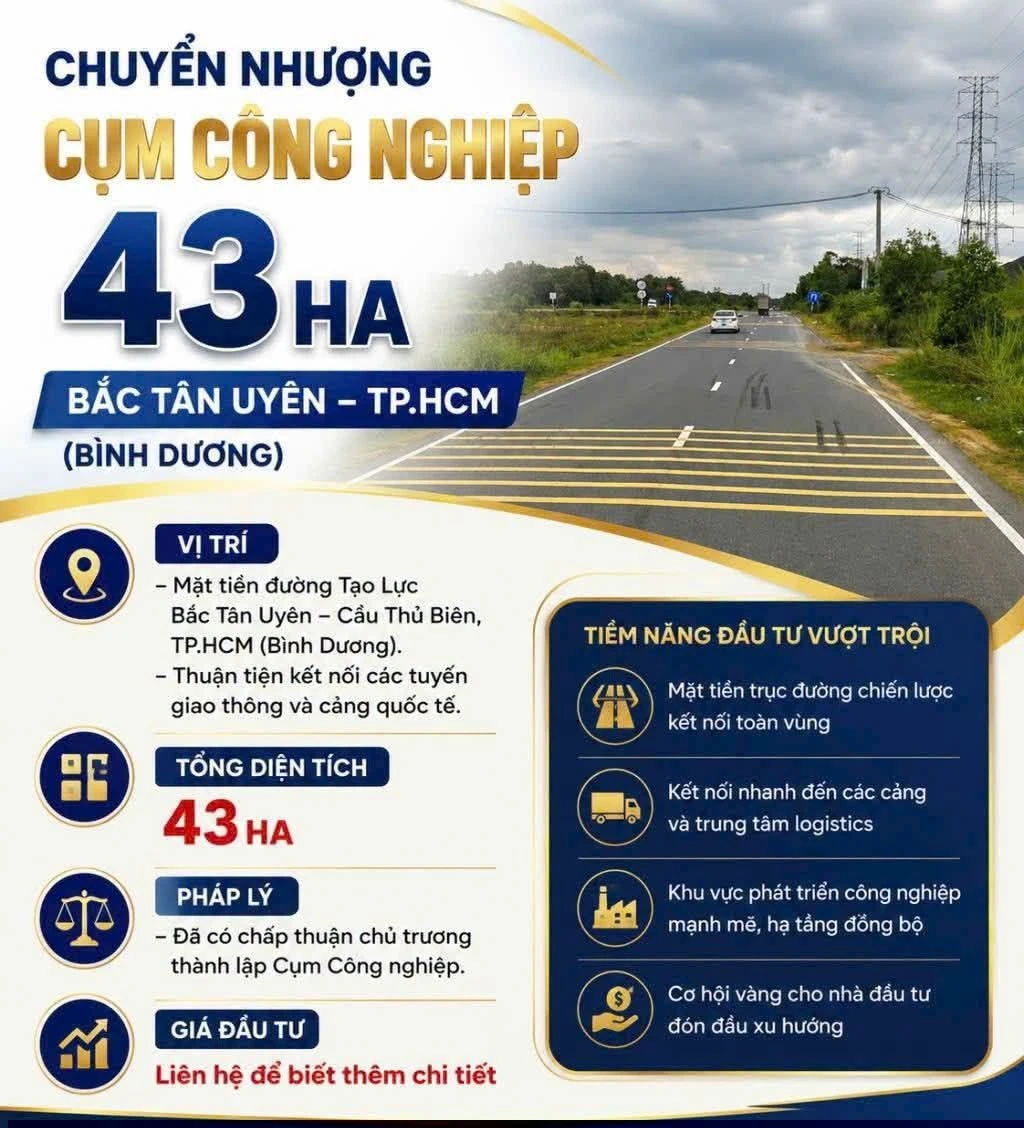 Chuyển nhượng cụm công nghiệp 43ha Bắc Tân Uyên - Ảnh 1