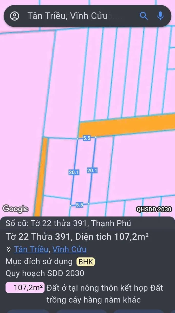 Bán đất Tân Triều Đồng Nai 110m² 1 tỷ 170 triệu - Ảnh 1