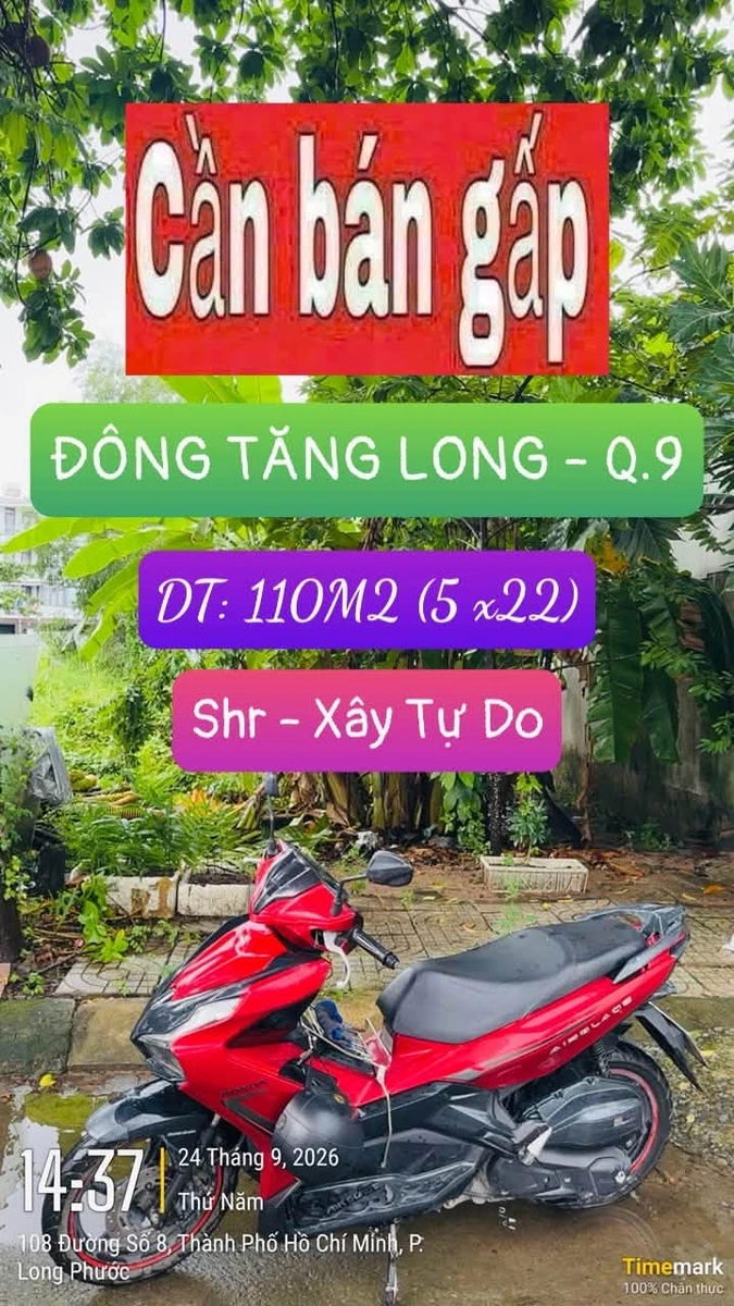 Bán nền đất 110m2 (5x22) KĐT Đông Tăng Long Quận 9, giá 4,6 tỷ - Ảnh 1