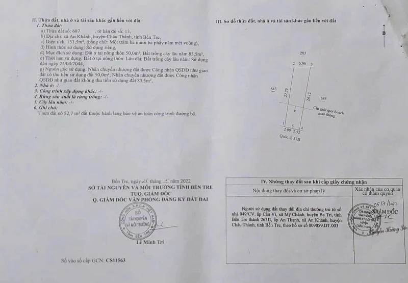 Bán nhà An Khánh 133m² mặt tiền Lộ 57B, 1 tỷ 8