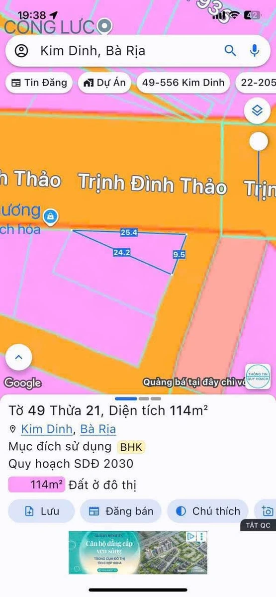 Bán lô đất 2 mặt tiền Trịnh Đình Thảo, Long Hương, 70m², 1,8 tỷ - Ảnh thu nhỏ 2