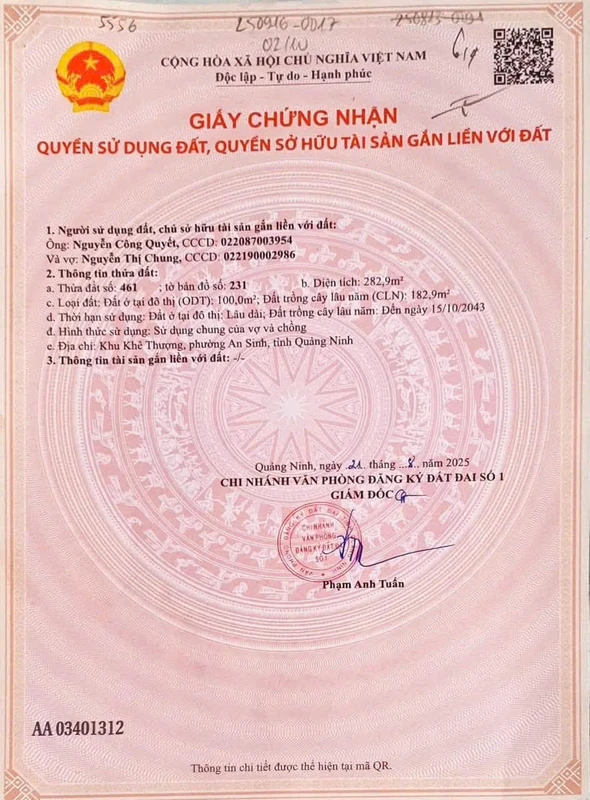 Bán đất Khê Thượng Quảng Ninh 283m2 mặt tiền 8m