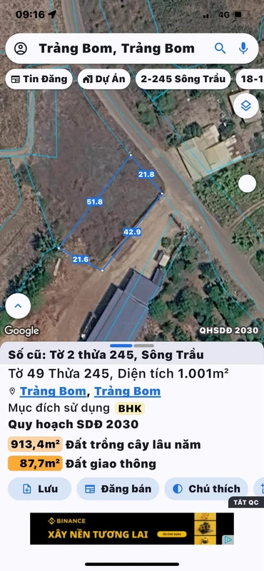 Bán đất 1000m² mặt tiền Vĩnh Tân, Bình Dương