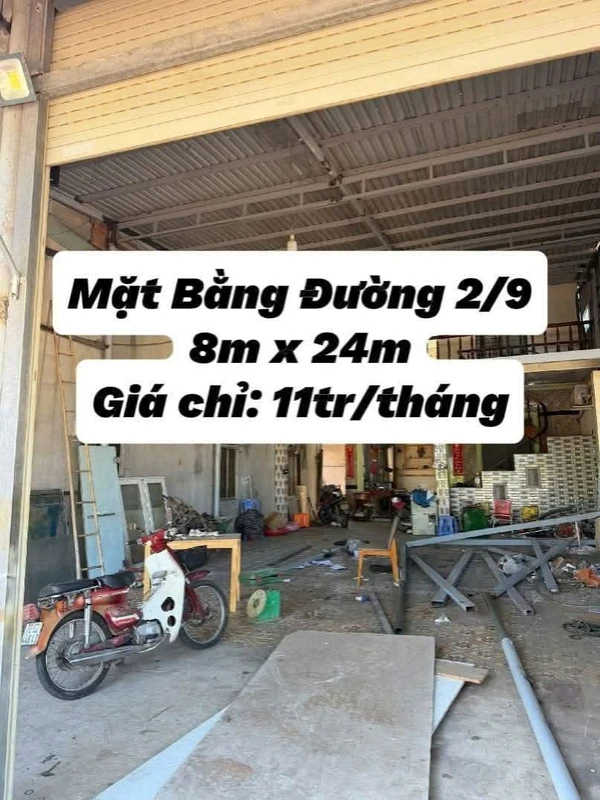 Cho thuê mặt tiền đường 2/9, 8m, 200m², 3PN, 11 triệu/tháng