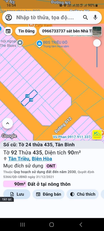 Bán đất 90m² hướng Tây Nam KDC Lavender Tân Triều Đồng Nai