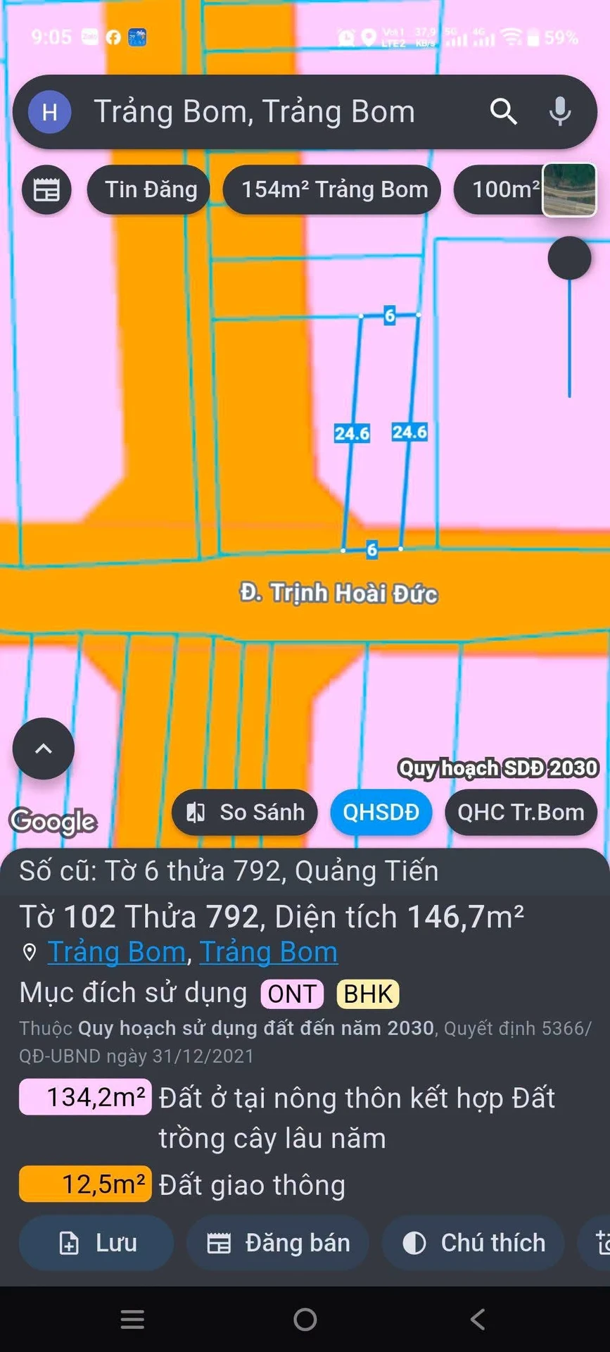 Bán đất mặt tiền góc 6x24m (144m²) Trảng Bom 2,75 tỷ - Ảnh 1