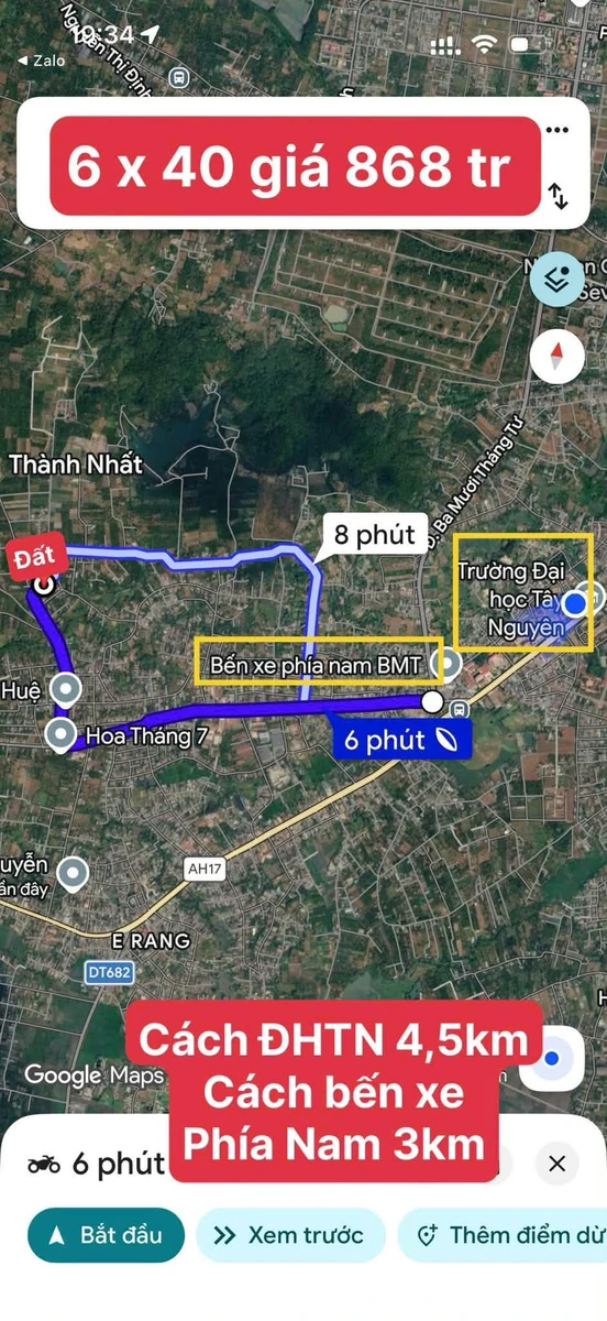 Bán đất thổ cư 6x40m giá 868 triệu gần ĐH Tây Nguyên, Buôn Ma Thuột - Ảnh thu nhỏ 2