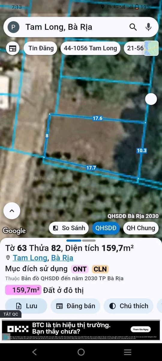 Bán lô đất Hòa Long, Bà Rịa 159m², 80 thổ cư - Ảnh thu nhỏ 2