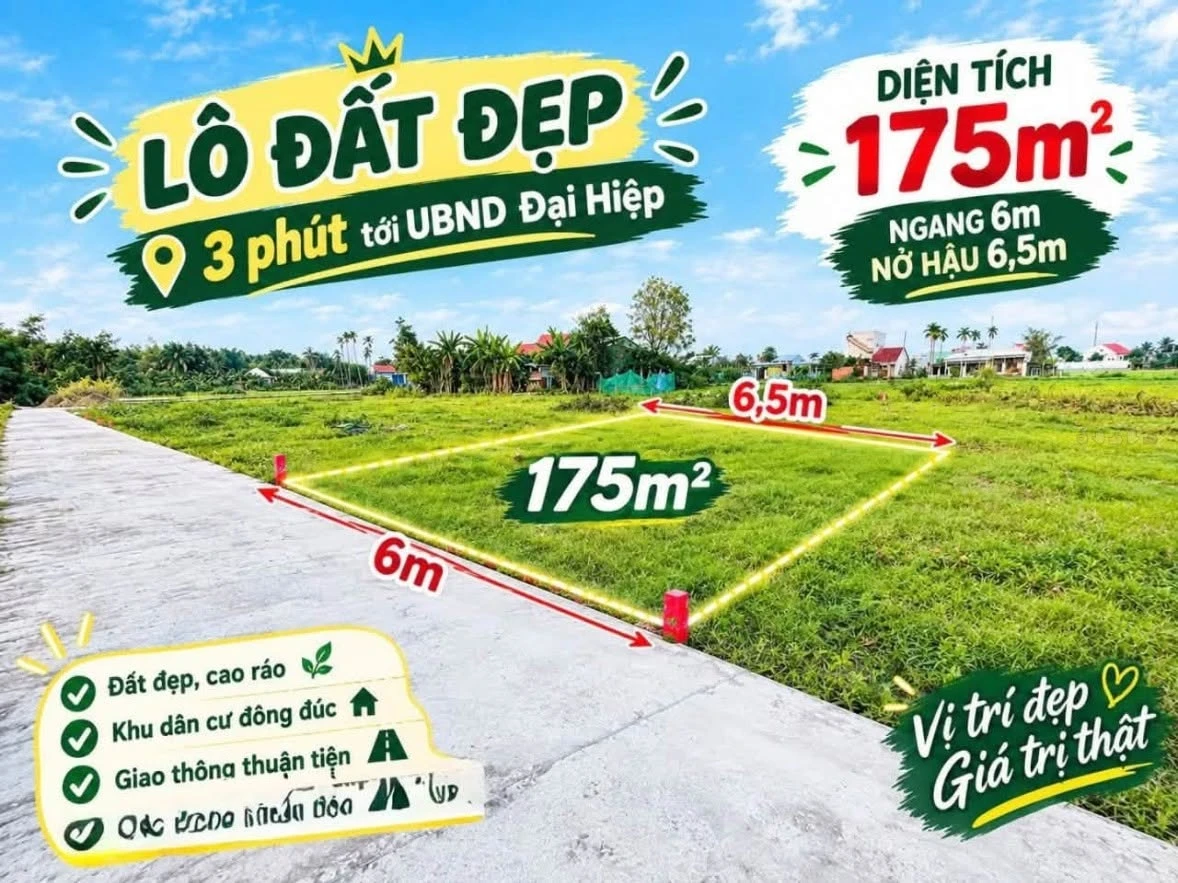 Bán đất Đại Hiệp 175m2, giá 770 triệu - Ảnh thu nhỏ 3