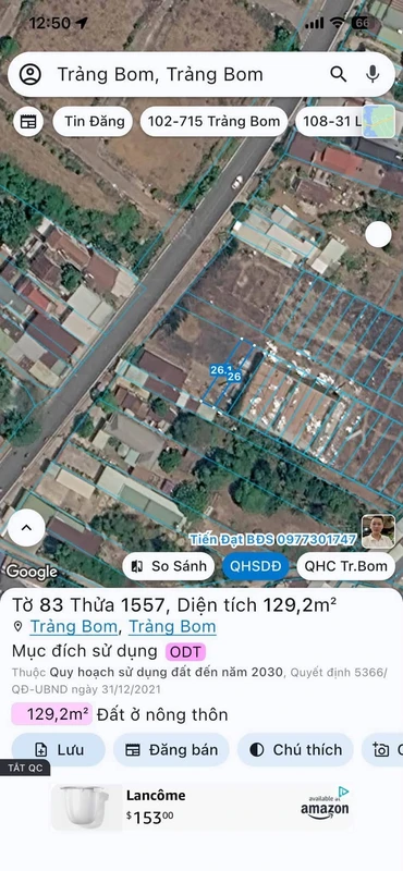 Bán lô đất 130m² Đồng Nai, sổ hồng riêng
