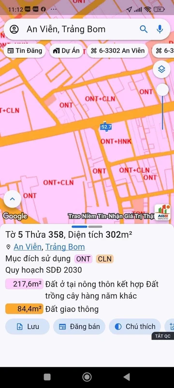 Bán đất mặt tiền Phùng Hưng 6x53m sổ riêng 3 tỷ 999 triệu