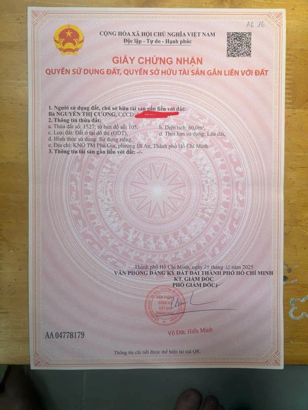 Bán lô đất 60m² phường Dĩ An, giá 3.19 tỷ