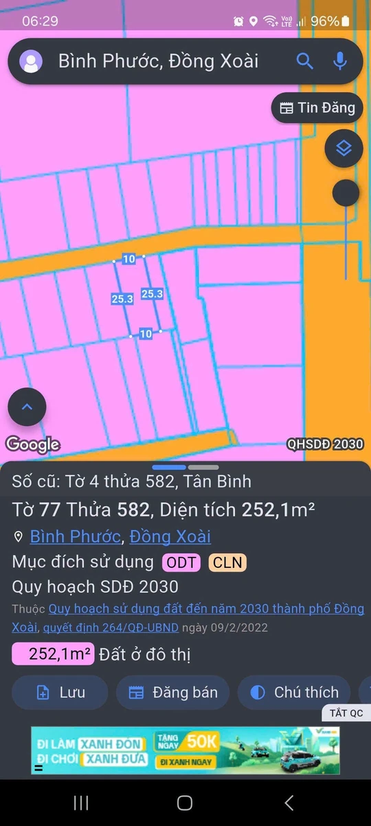 Bán đất mặt tiền đường 5B1, Tân Bình, Đồng Xoài - 500m² - Ảnh thu nhỏ 3