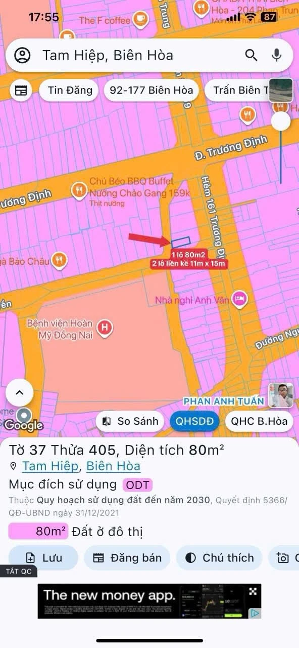 Bán lô đất mặt tiền kinh doanh 80m2 đường Trương Quyền, Phường Tam Hiệp, Đồng Nai - Ảnh 1