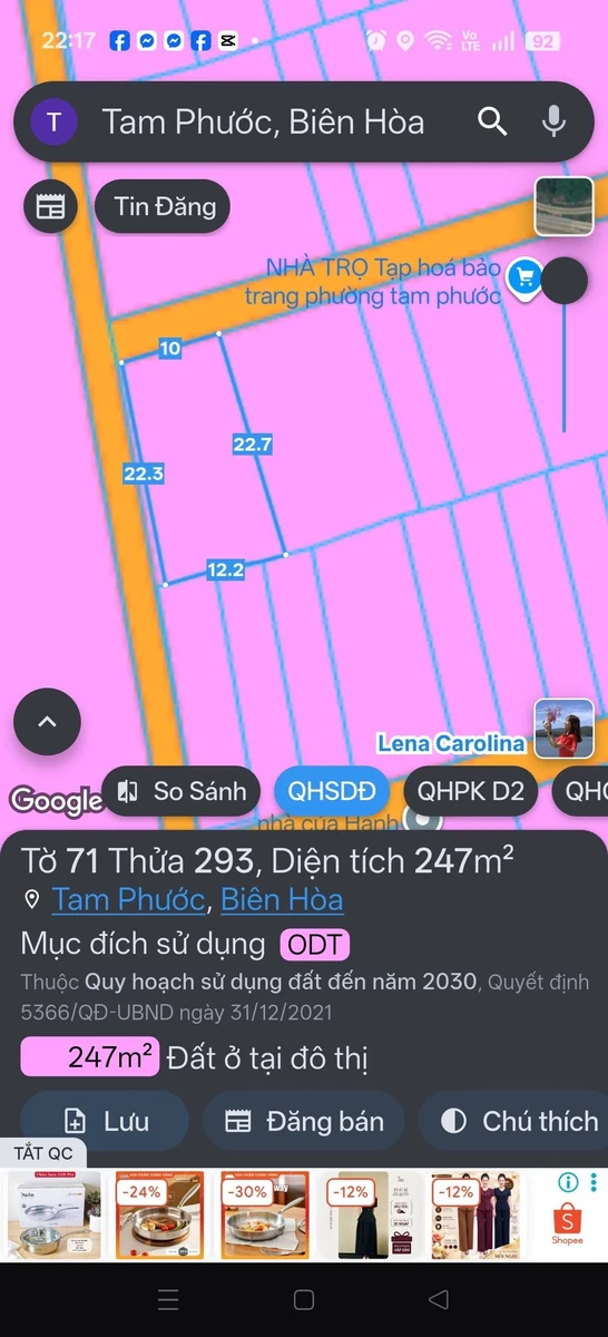 Bán đất lô góc 2 mặt tiền 10x22m khu Sado, phường Tam Phước, Đồng Nai - Ảnh 1