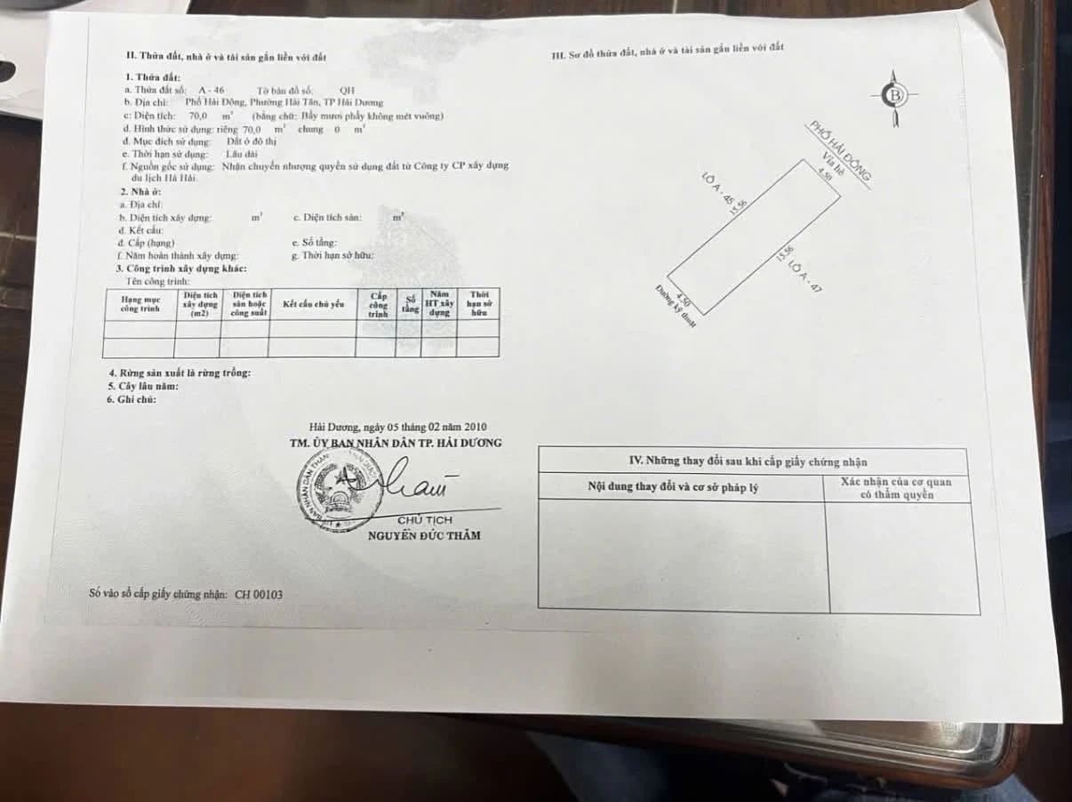 Bán lô đất mặt phố Hải Đông 70m2, 5,1 tỷ Quận 1 - Ảnh 1