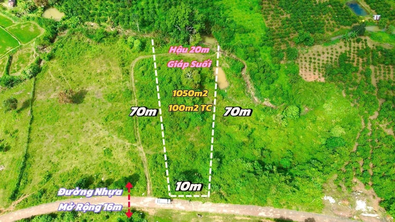 Bán đất mặt tiền nhựa ôm suối 1.050m2 tại Di Linh, Lâm Đồng giá 890 triệu