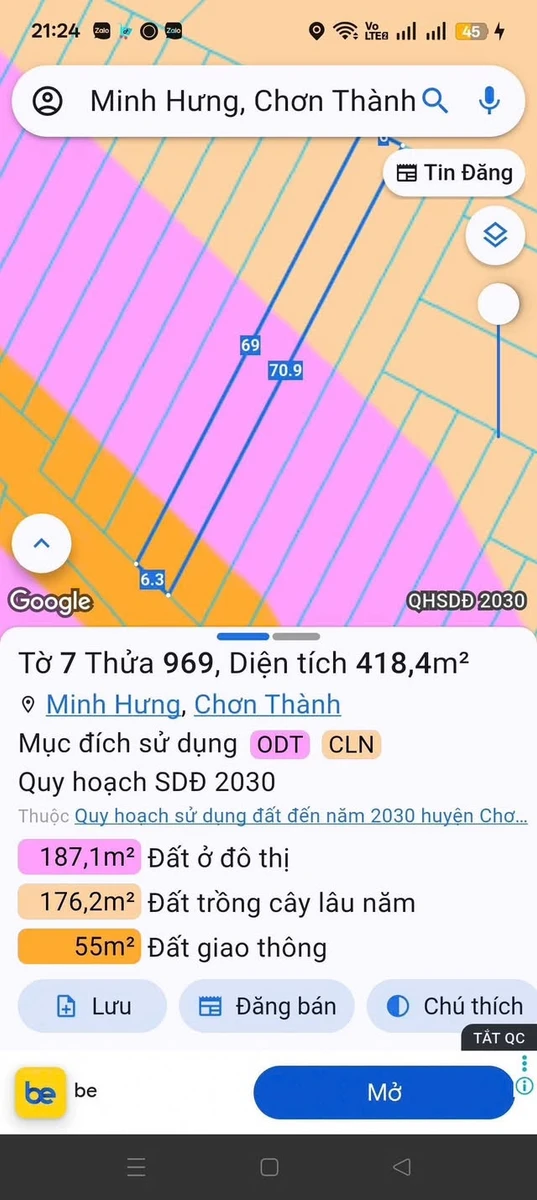 Bán đất 418m2 gần KCN Minh Hưng 580 triệu - Ảnh thu nhỏ 2