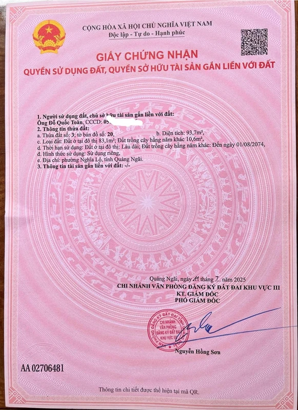 Bán nhà mặt tiền Phạm Ngũ Lão, Quảng Ngãi 99m²