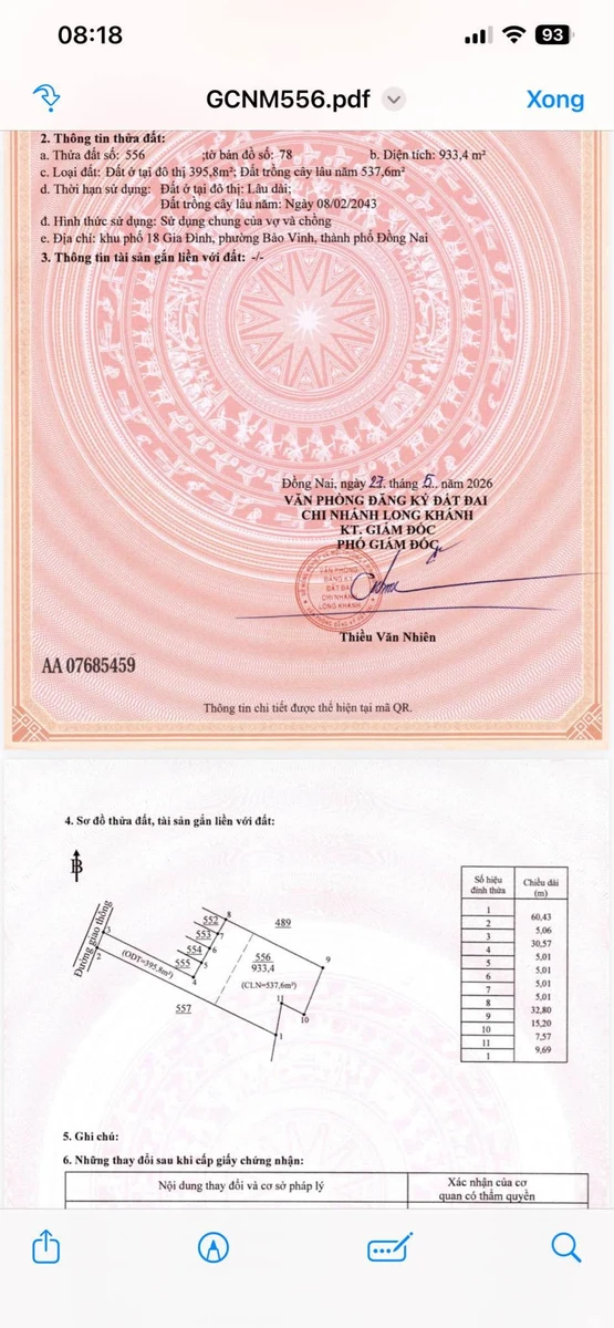 Bán 2 sào liền kề đất 1000m² Phường Bảo Vinh, 1,6 tỷ - Ảnh thu nhỏ 3
