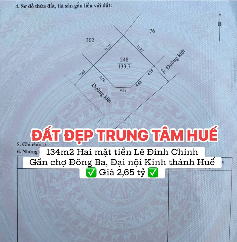 Nhà 134m2 hai mặt tiền Lê Đình Chinh, Huế, 2,65 tỷ - Ảnh 1