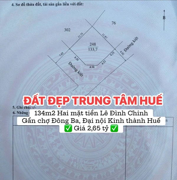 Nhà 134m2 hai mặt tiền Lê Đình Chinh, Huế, 2,65 tỷ