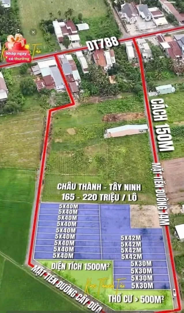 Bán đất 5x40 giá 165 triệu tại Xã Châu Thành, Tây Ninh - Ảnh 1