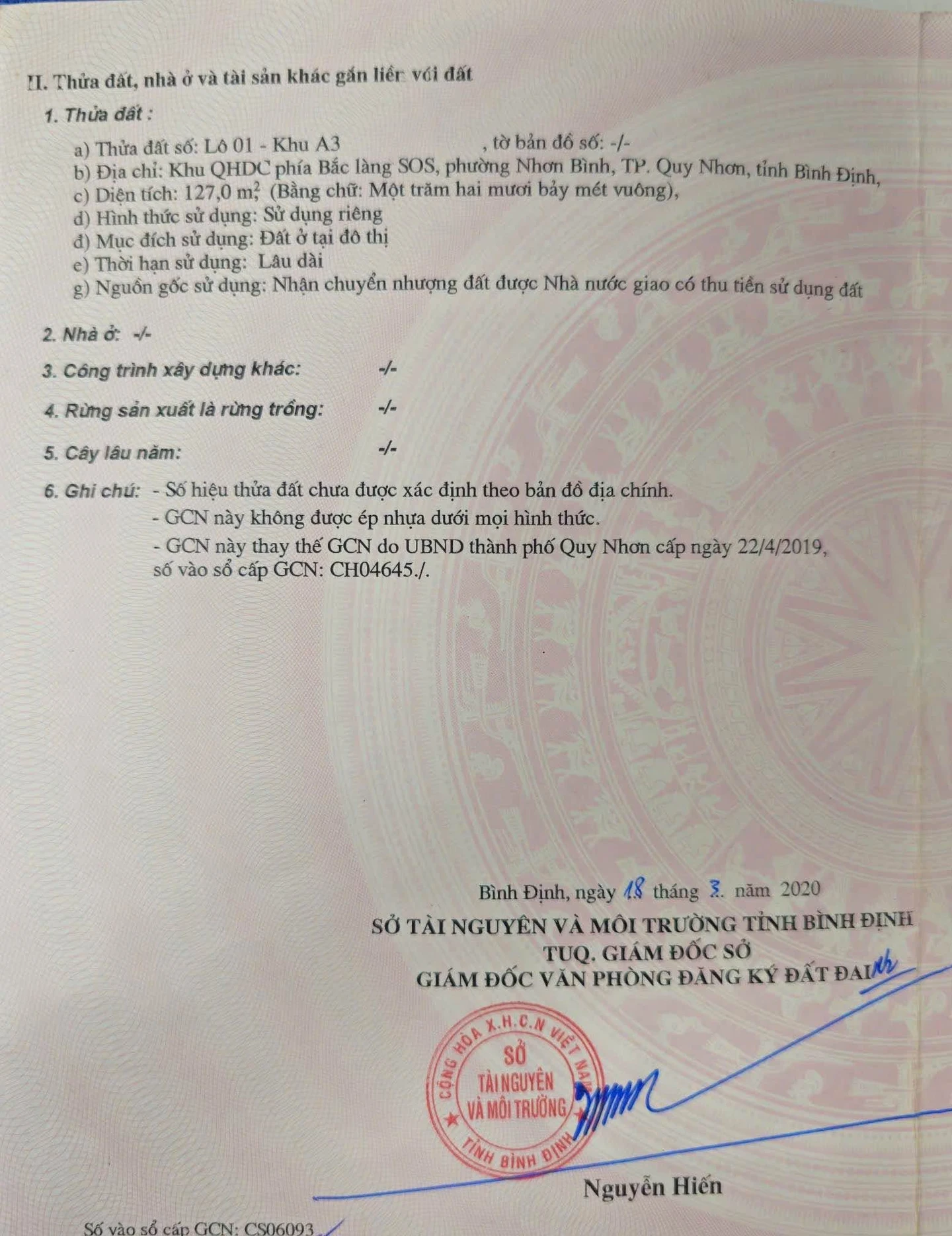 Bán đất mặt tiền khu Chợ Dinh, 127m2, 3 tỷ 90 Quy Nhơn - Ảnh 1