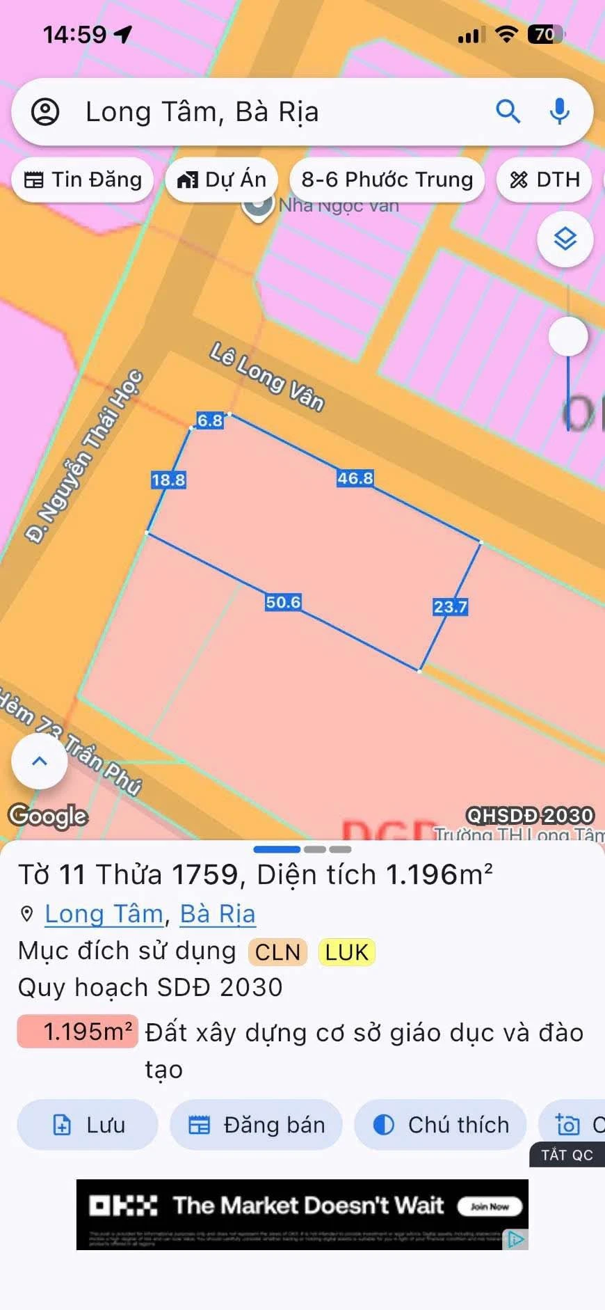 Bán đất góc 1.196m² Lê Long Văn - Nguyễn Thái Học, Bà Rịa - Ảnh 1