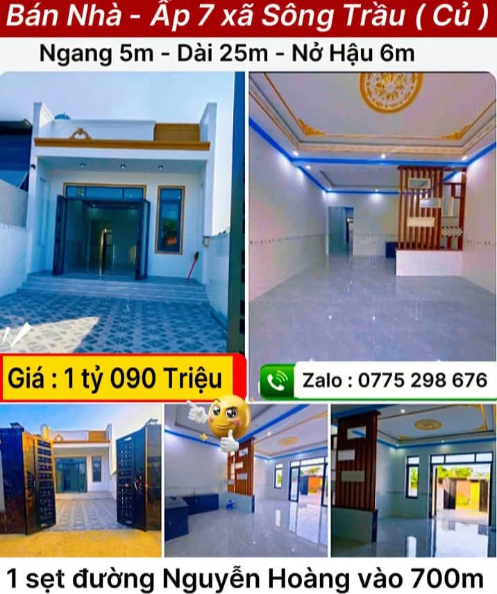 Bán nhà sổ riêng 2PN 125m2 Trảng Bom, Củ Chi - 1 tỷ 90 triệu - Ảnh 1