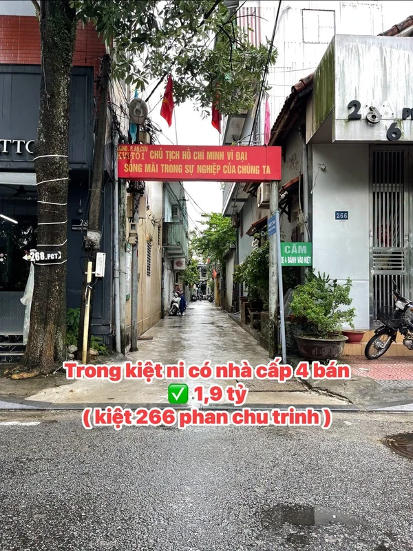 Bán nhà cấp 4 cũ diện tích 70m2 kiệt 266 Phan Chu Trinh, Huế giá 1,9 tỷ
