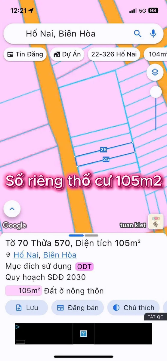 Bán đất Hố Nai, Biên Hòa 105m2, chưa đến 1 tỷ 150 - Ảnh thu nhỏ 3