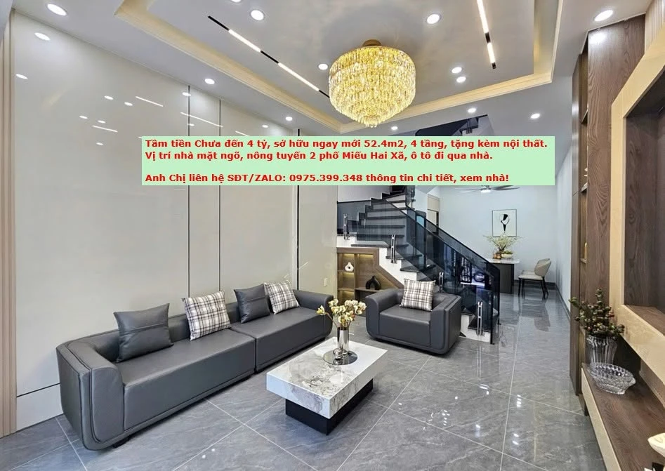 Bán nhà mới xây 52.4m2 tuyến 2 Miếu Hai Xã, 4 tầng, nội thất - Ảnh thu nhỏ 3