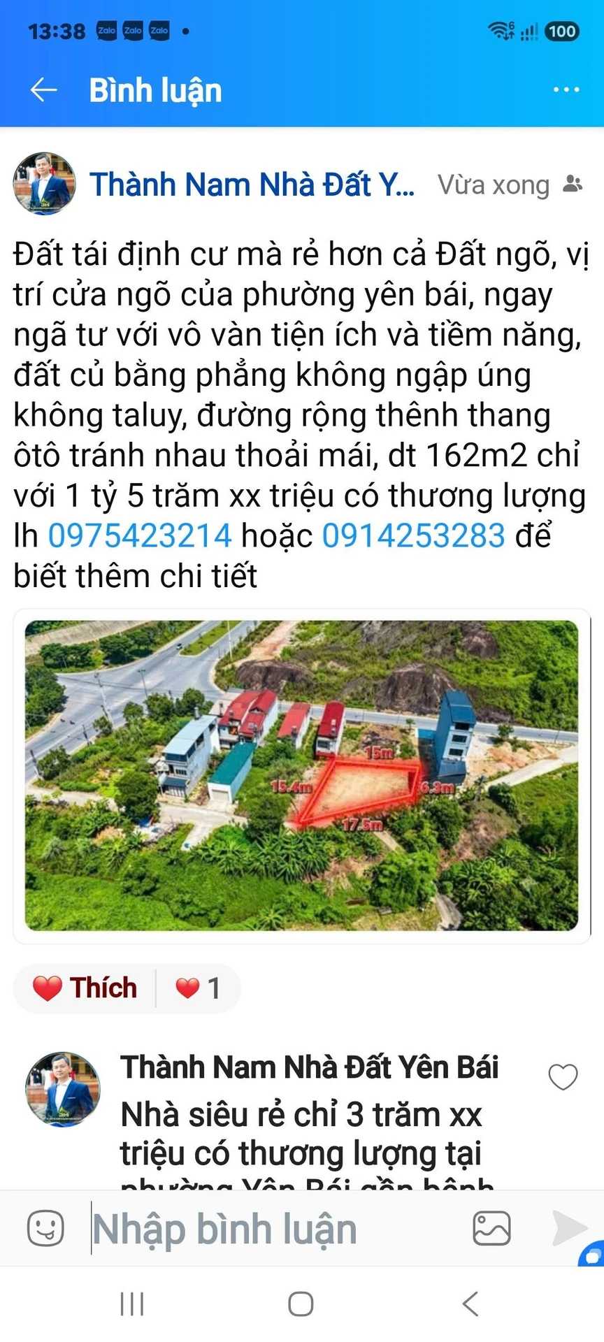 Bán đất tái định cư 162m² 1,5 tỷ Phường Yên Bái - Ảnh 1