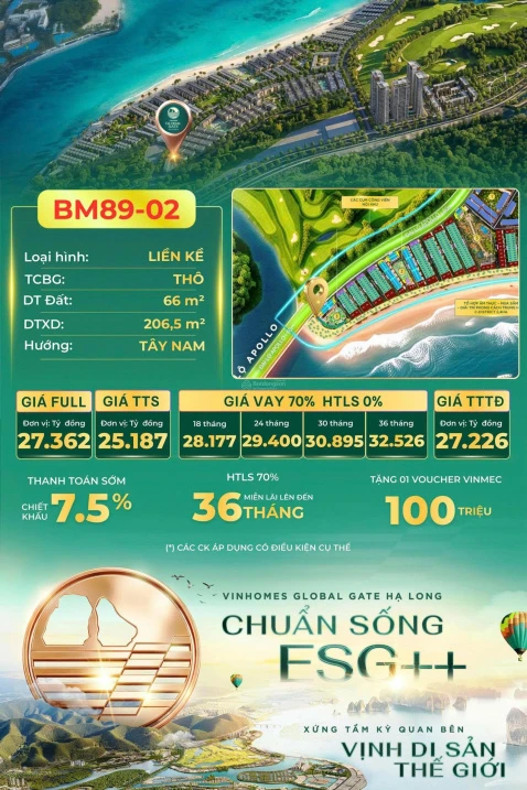 #Cenland#Liền kề 66m2 VỊ TRÍ ĐỘC TÔN | 4 tầng | Mặt biển TTS chỉ 7.556 tỷ - Ảnh thu nhỏ 3