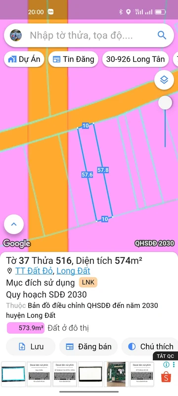 Bán đất mặt tiền Cách Mạng Tháng Tám, Đất Đỏ, 570m2