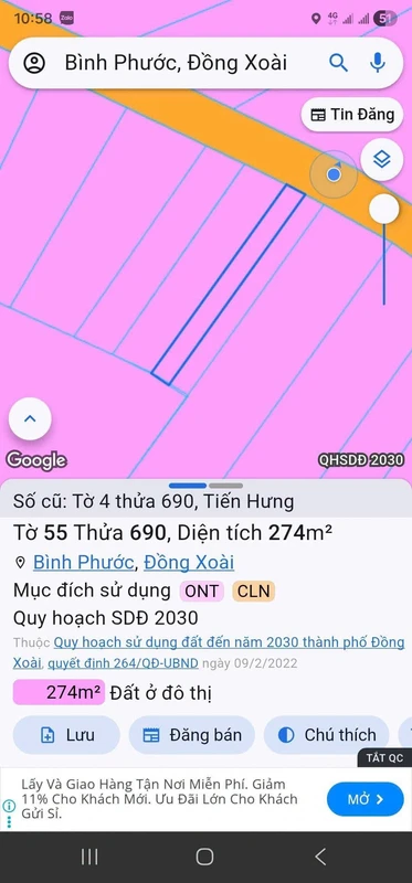 Bán đất 280 m² Phường Bình Phước, Đồng Nai