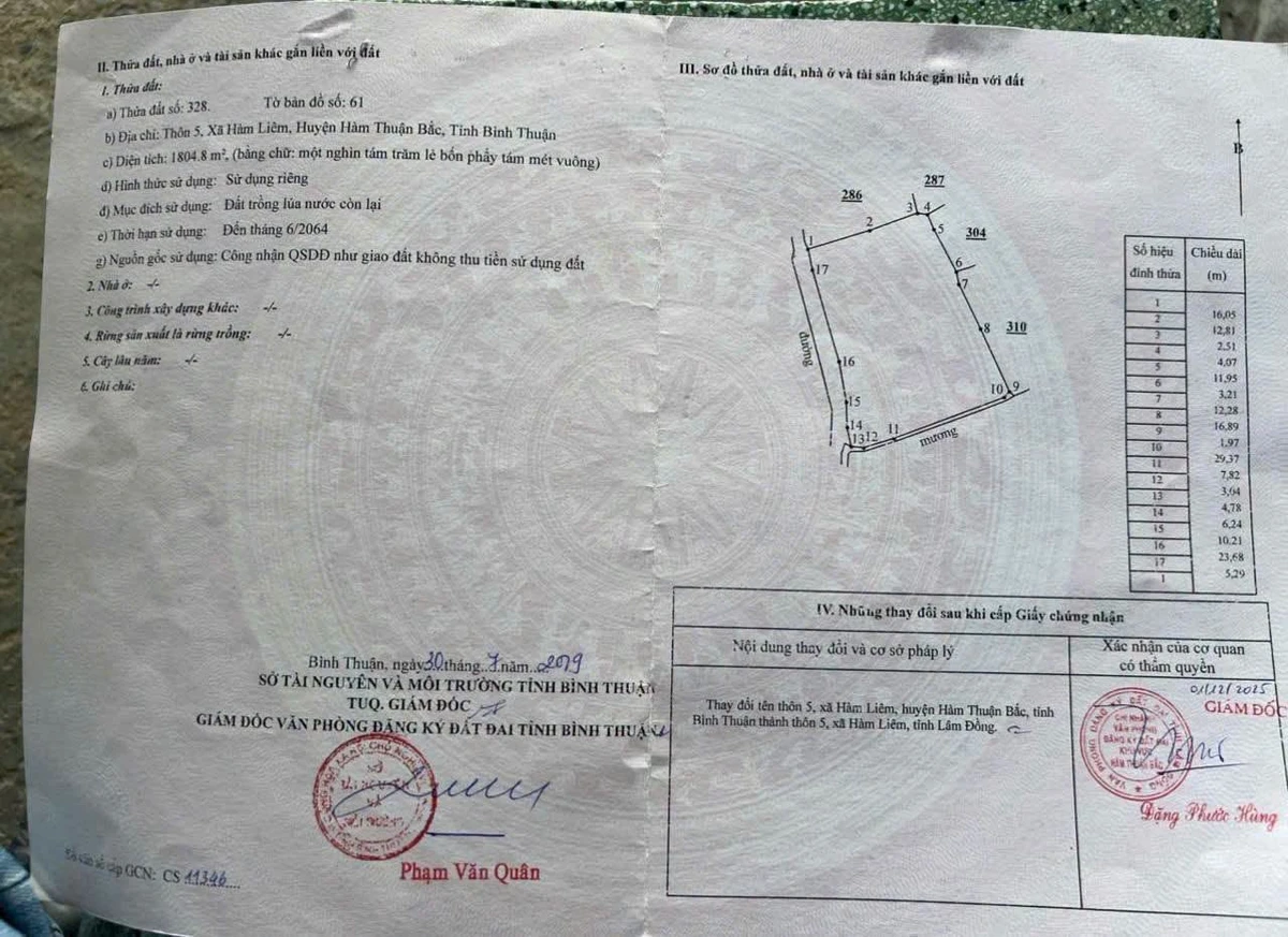 Bán đất 1800m² Kênh N29 Hàm Liêm, Bình Thuận 599 triệu - Ảnh thu nhỏ 3