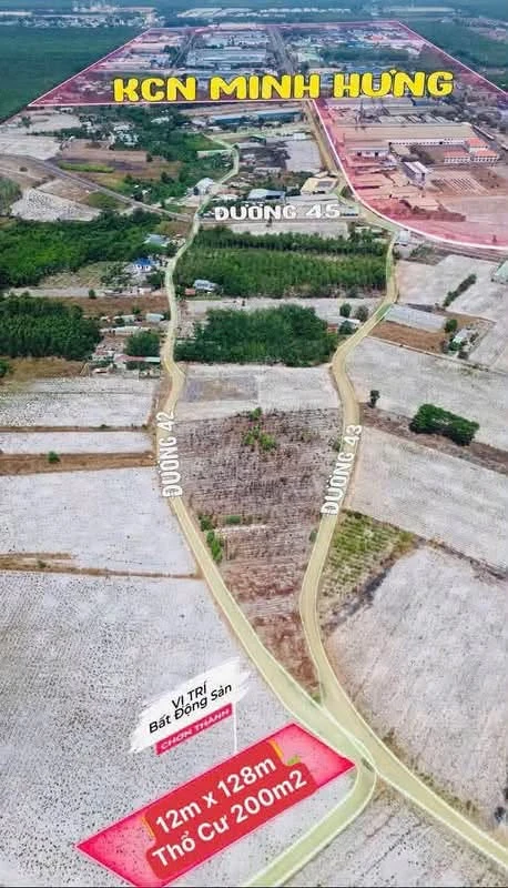 Bán đất 200m² mặt tiền 12m Minh Hưng Bình Dương - Ảnh thu nhỏ 2