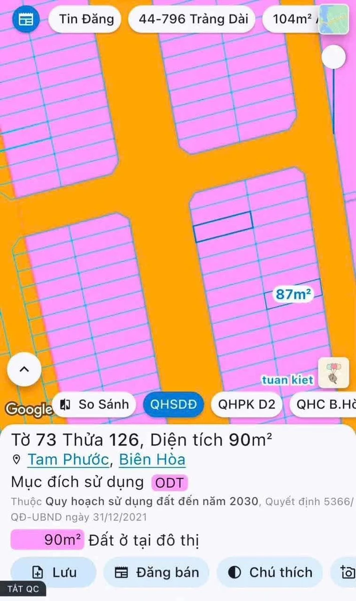 Bán đất 1 sẹc Phùng Hưng Tam Phước Biên Hòa 90 m² 1 tỷ 790 triệu - Ảnh thu nhỏ 4
