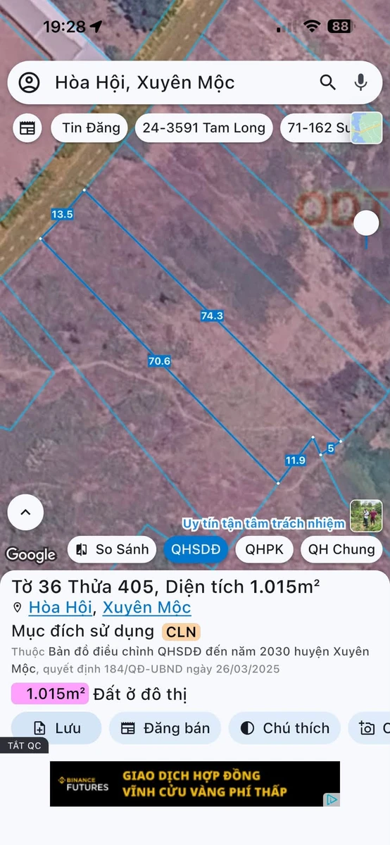 Bán đất sào 1017m² tại xã Hòa Hội, giá 1 tỷ 500 triệu - Ảnh thu nhỏ 2