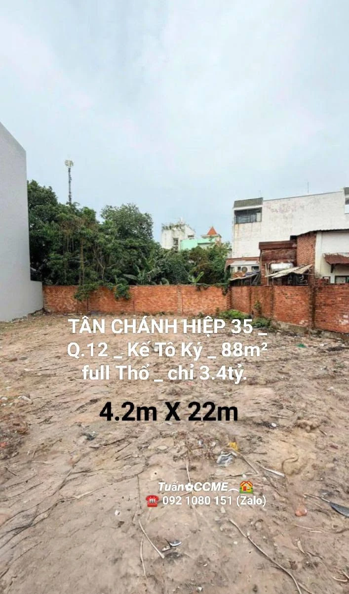 Bán đất thổ cư 88m2 đường TCH35 gần Tô Ký, Quận 12, giá 3,4 tỷ - Ảnh 1