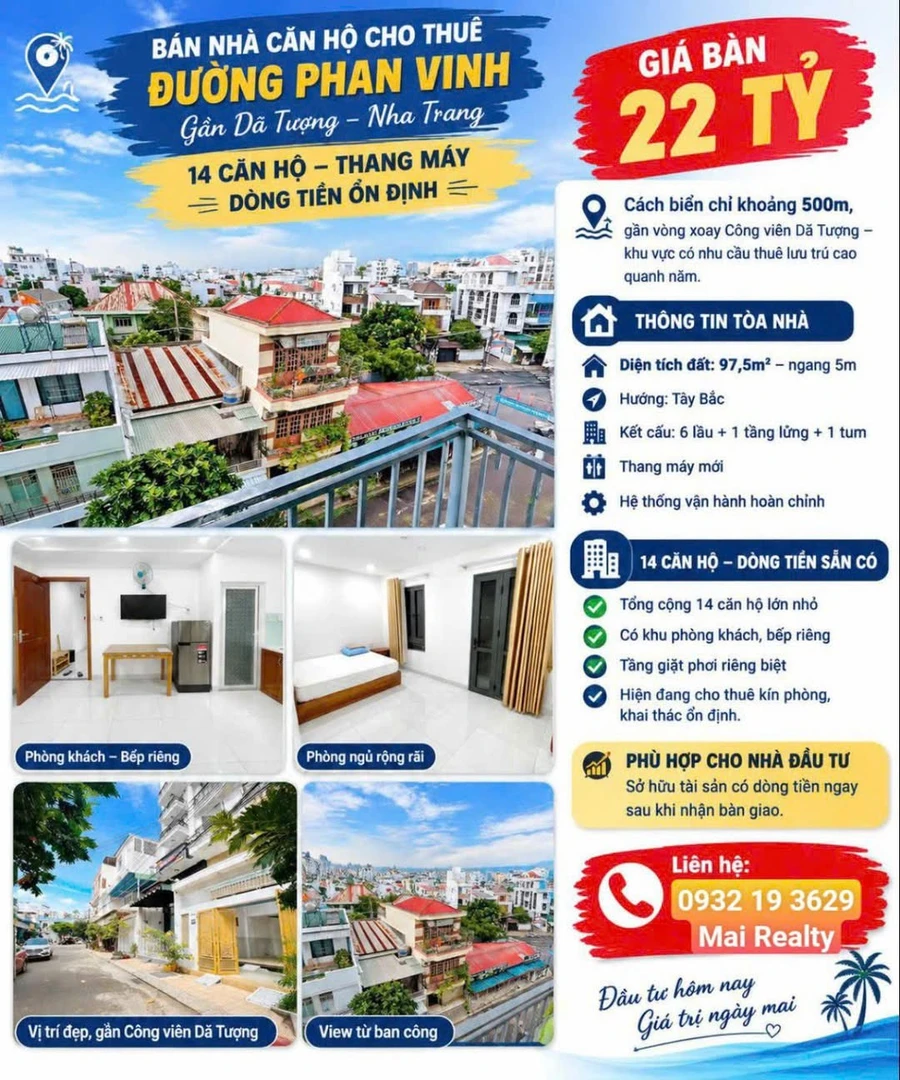 Bán tòa căn hộ cho thuê 14 phòng, 97.5m² Nha Trang - Ảnh 1