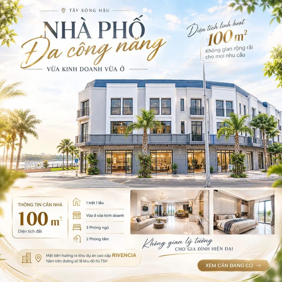 Nhà phố 3PN vừa ở vừa kinh doanh 100m², 3 tỷ, Long Xuyên - Ảnh 1