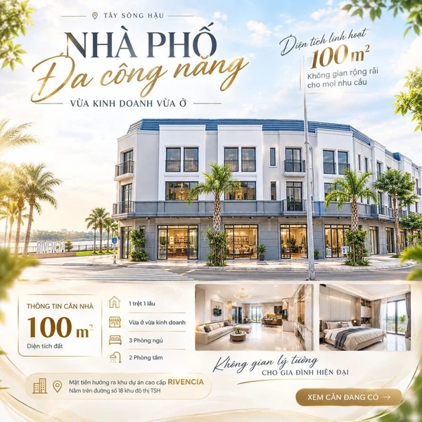 Nhà phố 3PN vừa ở vừa kinh doanh 100m², 3 tỷ, Long Xuyên